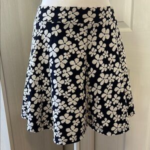 Divided Navy and White Floral Circle Skirt Sz M